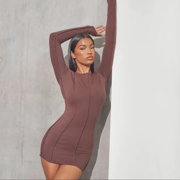 PrettyLittleThing | Dresses | Plt Chocolate Bodycon Dress | Poshmark